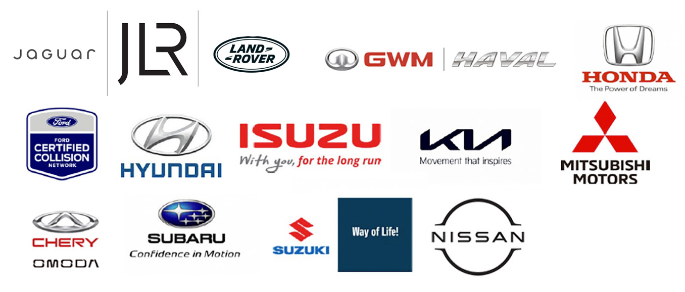 Razor Autobody manufacturer approvals: Jaguar, JLR, Land Rover, GWM, Haval, Honda, Ford, Hyundai, Isuzu, Kia, Mitsubishi, Chery, Subaru, Suzuki, Nissan